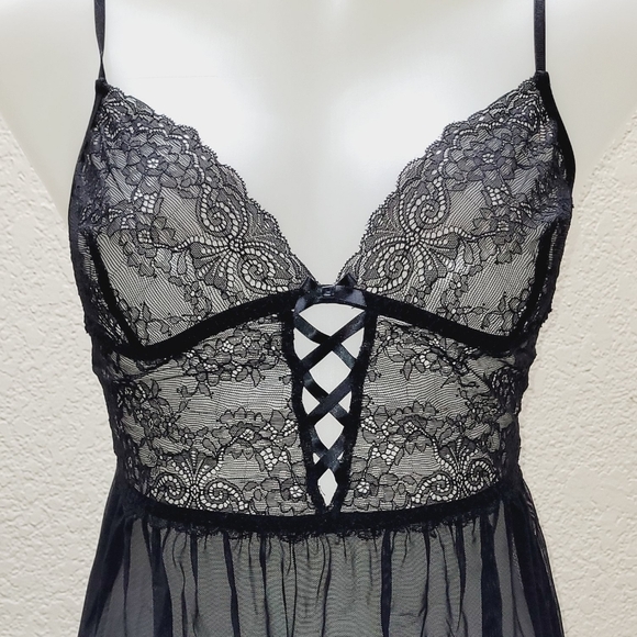 * ADORE ME medium Nighty stretch lace floral sexy sheer fabric adjustable strap - Picture 2 of 8